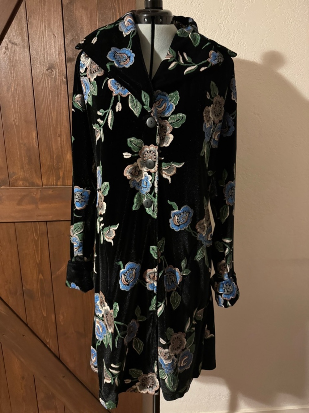VINTAGE Viviana Gabeiras Velvet Floral Long Line Jacket - Picture 2 of 6